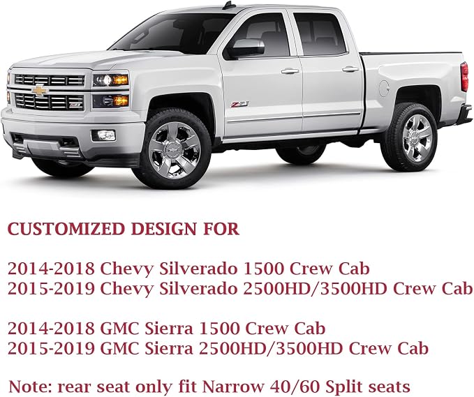 Coverado Chevy Silverado Seat Covers Full Set, Faux Leather Car Seat Covers Fit for 2014-2018 1500, 2015-2019 2500HD 3500HD Chevy Silverado GMC Sierra Crew Double Extended Cab(Blueline) - Image 5