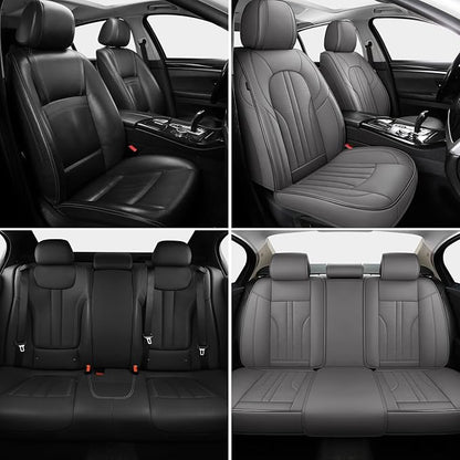 MINGBRON Car Seat Covers Full Set, 5 Seats Comfortable Faux Leather Seat Covers for Cars, Waterproof Automotive Seat Covers, Luxury Universal Fit Seat Covers for SUV, Sedans, Pick-up Trucks (Gray) - Image 2