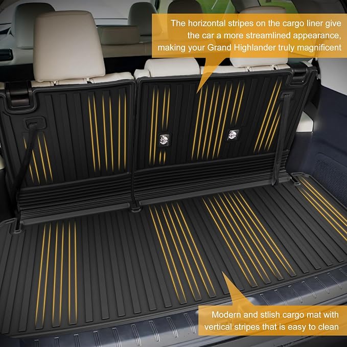 AOMSAZTO Floor Mats and Cargo Mat Compatible with 2024-2025 Toyota Grand Highlander (7 Seats Only): All Weather TPE Protection Full Set Grand Highlander Floor Liners (Not Fit Highlander) - Image 4