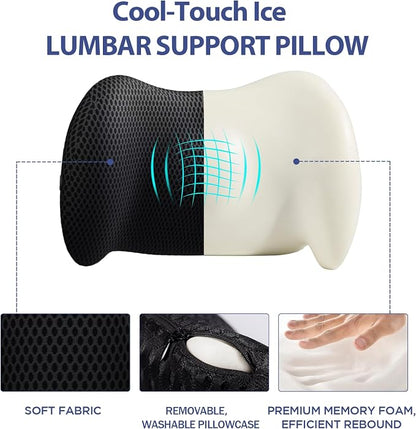 Lumbar Support Pillow for Office Chair, Memory Foam Car Back Cushion | Lumbar Pillow Lower Back with 4d Mesh Cover Adjustable Straps, Ergonomic Chair Back Pillow for Office, Car, Gaming Chairs - Image 7