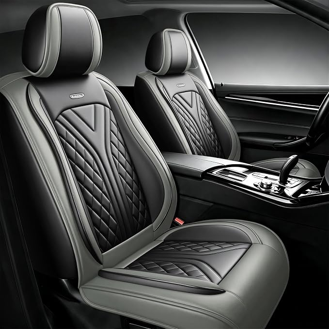 for Subaru Forester 2009-2026 Car Seat Covers, Full Set, Gray | Luxury Full Coverage Leather Seat Protectors, Waterproof Breathable, Non-Slip, Easy to Install, Airbag Compatible, All-Season by Unknown