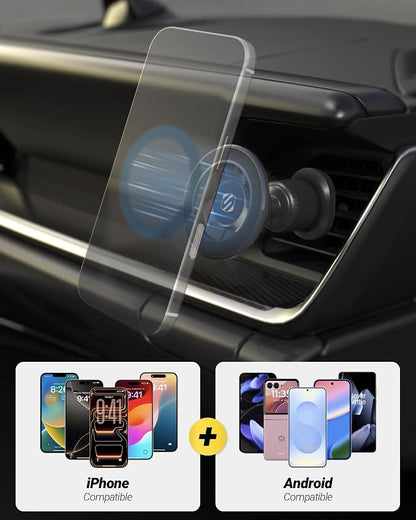 Scosche MagSafe Car Mount Vent, Magnetic Phone Holder for Car with Strong Magnets and Secure Twist-Lock Vent Clip, 360° Rotatable Car Phone Holder for iPhone 17 16 15 14 13 12, Includes Magnetic Ring - Image 3