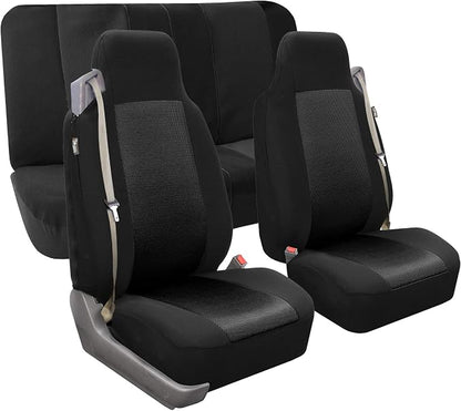 FH Group All Purpose Flat Cloth Car Seat Covers - Universal Fit, Full Set Seat Covers, Washable, Fit Most Car, Truck, SUV, Van - Black - Image 3