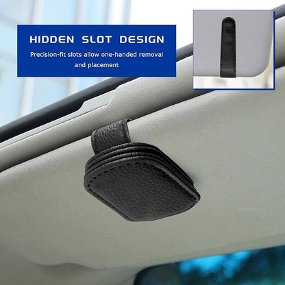 Sunglass Holder for Car, Magnetic Leather Glasses Holder Auto Ticket Card Clip, Sun Visor Eyeglass Hanger Interior Accessories for Sedan Truck SUV, Car Accessories (Black) - Image 6