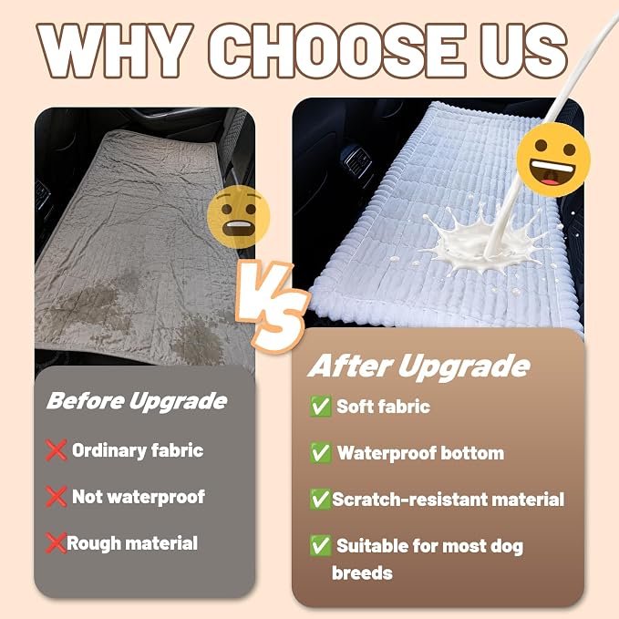 Dog Car Seat Waterproof Bed Cover Back Seat White 23.6”x51” | Nonslip Soft Comfortabl Pet Bed Mat Car Blanket for Travel Backseat Extender Seat Covers Dog Bed for Cars Trucks and SUVs - Image 2