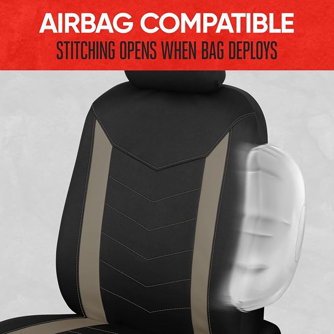 Motor Trend SpillGuard 2 Beige Seat Covers for Cars & Seat Covers for Trucks - Neoprene Lining Waterproof Car Seat Covers Front Seats Only - SUV Seat Covers Protector - Forros para Asientos de Carro - Image 7