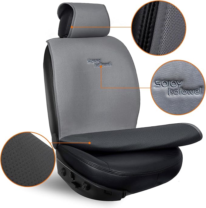 IsoTowel Car Seat Cover,Microfiber Seat Towel,with Quick-Dry Material and Non-Slip Back,Car Seat Protection for All Workouts,All-Weather(Gray) - Image 4