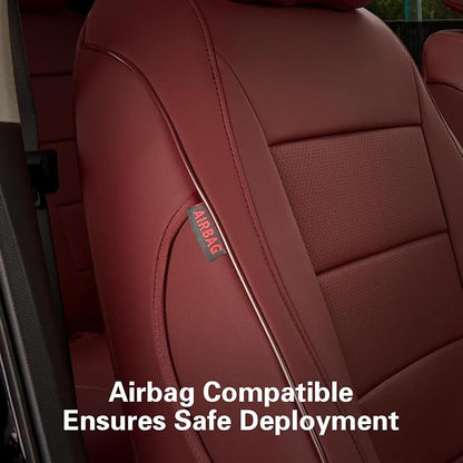 EKR Civic Seat Covers Custom Fit for Honda Civic (Sedan) Sport 2022-2024 & LX 2025-2026 (Rear Backrest One Piece W/NO Armrest),Waterproof Car Seat Cover Full Set,Faux Leather(Burgundy) - Image 2