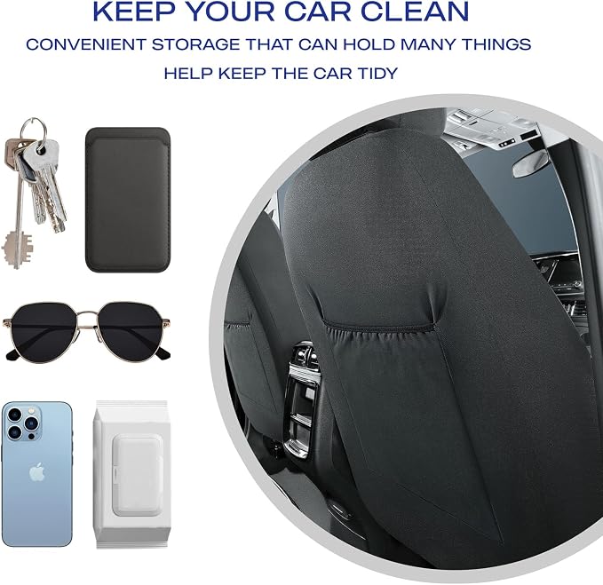 Skechers Car Seat Covers,Luxury Faux Leather Seat Covers,Waterproof Anti Slip Car Seat Protector Front Seats,Car Accessories Airbag Universal Fit for Most Cars,Vans,Trucks,SUV,Grey - Image 6