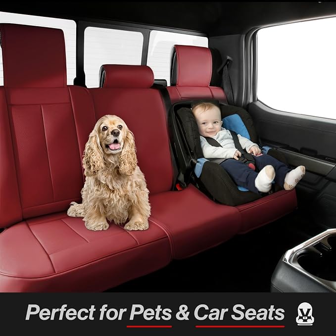 Coverland Custom SUV Car Seat Covers for 2016-2026 Subaru Crosstrek | Premium Waterproof Faux Leather Non-Slip Memory Foam Airbag Compatible Custom Fit Interior Protector [Rear Seat-Wine Red] - Image 5