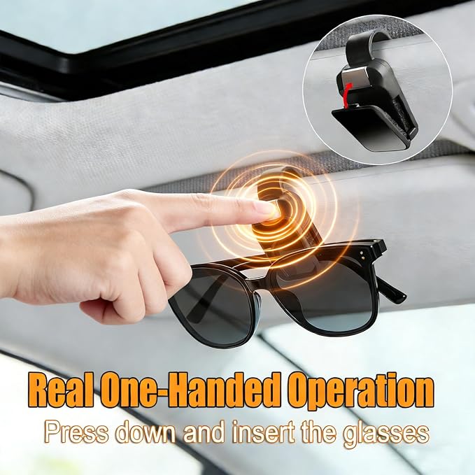 Dsycar 2 Pack Sunglasses Holder for Car, One-Handed-Operation Visor Sunglass Holder Clip, Easy Access Storage for Driving,Universal Fits (Black) - Image 3
