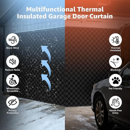 Garage Door Screen for Winter, Garage Door Insulation Kit 2 Car, 16 x 7Ft Magnetic Thermal Insulated Garage Cover Curtain, Garage Privacy Screen Blackout, Weatherproof Soundproof - Image 9