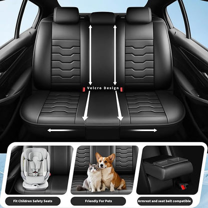 Fit Pathfinder Car Seat Covers Premium Leather for Nissan Pathfinder 2011-2025 2026. Waterproof， Breathable, Scratch-Resistant & All-Weather Seat Cushion Protector（2 Front Seats,Black - Image 3
