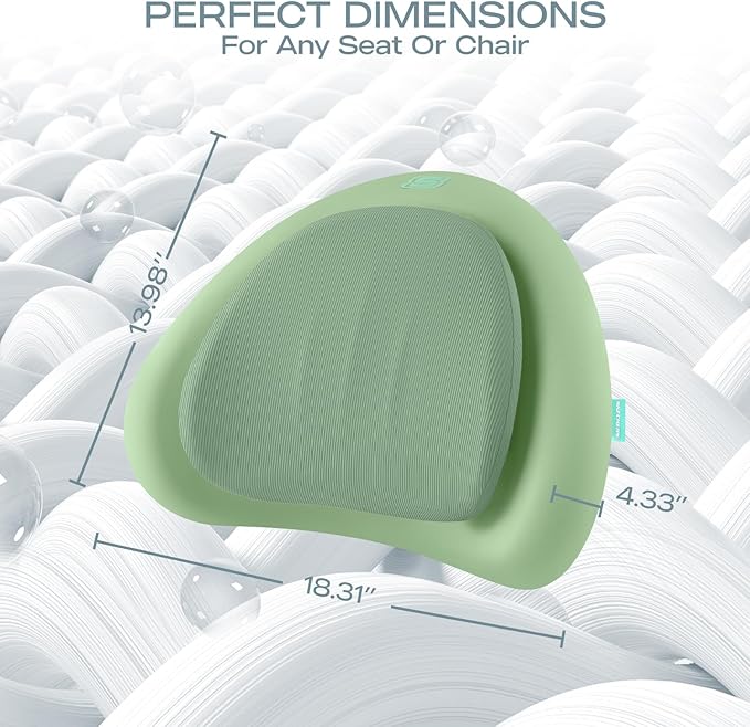 Skechers Lumbar Pillow Premium Memory Foam, Double-Layer-Office Chair Cushion for Tailbone Pain Relief,Butt Pillow for Office Chair,Car seat Cushion,Long Sitting Office Workers,and Car Drivers,Green - Image 5