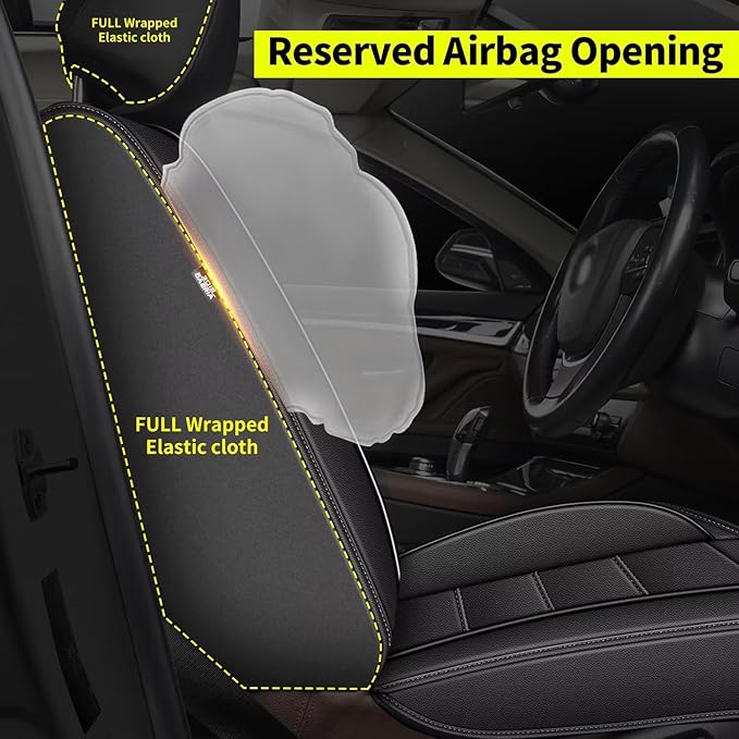 IKABEVEM Car Seat Covers Fit for Honda Civic 2003-2015 & 2020-2026: Full Set Waterproof Faux Leather Automotive Seat Covers Car Seat Protector(5 Seats, Black) - Image 4