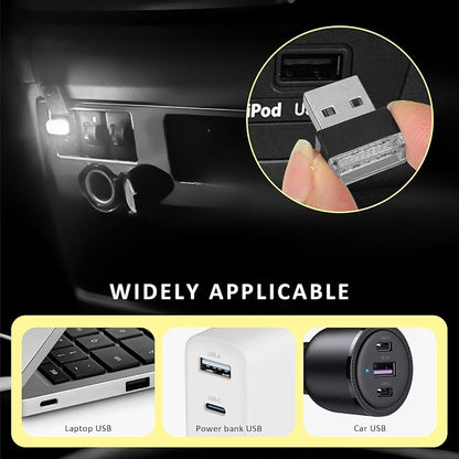 4PCS USB LED Car Interior Atmosphere Lamp, Plug-in USB Interface LED Night Lighting Decoration, Mini Portable Ambient Lights Kit Universal Interior Accessories for Most Cars (White) - Image 5