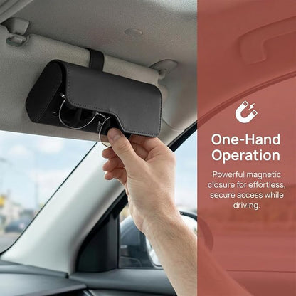Sunglass Holder for Car Visor, Eyeglass Storage Case (Black) | Vehicle Eyeglass Hanger Protective Storage Case, Automotive Interior Sun Visor Glasses Organizer Box, Universal Fit - Image 4