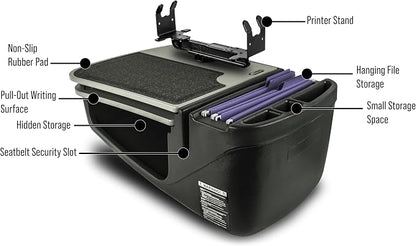 AutoExec GripMaster Car Desk for Your Vehicle Workstation and Mobile Office, Grey with Printer Stand - Image 3