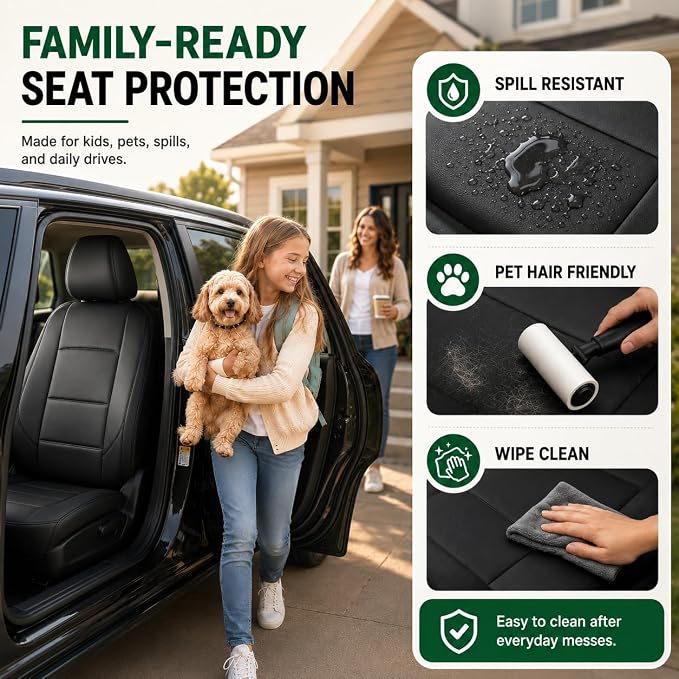 GIANT PANDA Front Seat Covers for Honda CRV HRV Civic Accord Element, Faux Leather Bucket Seat Cover Fit Honda Seat Protectors (Black & Gray) 2-Pack - Image 8