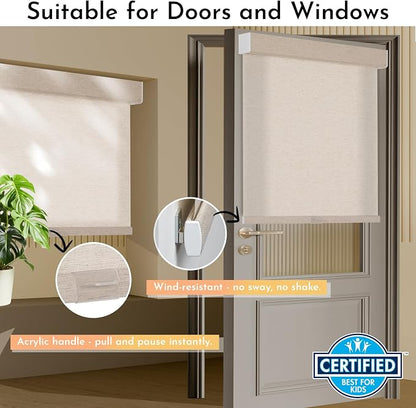 Persilux Light Filtering Roller Shades for Window Blinds,Cordless,Linen Fabric,Thermal Insulated Fabric UV Protection Shades for Home,Office,Bedroom,Door,Light Filtering-Beige,34" W X 72" H - Image 3