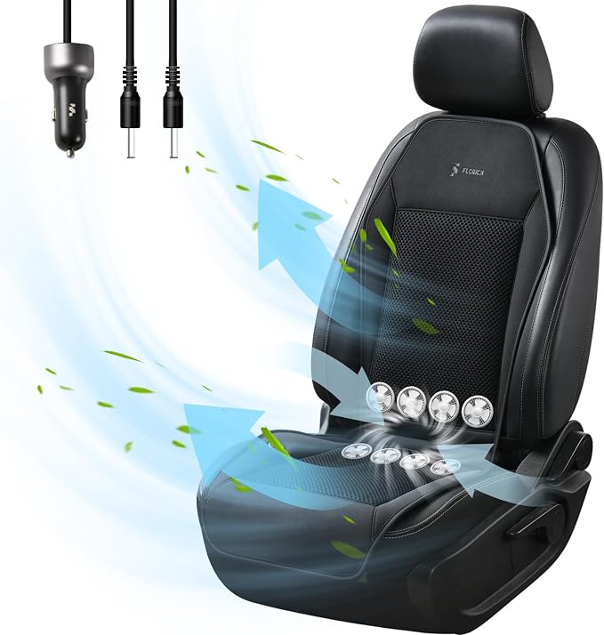 Cooling Car Seat Covers Blowing & Suction Ventilated Car Seat Cushion with 8 Turbo Fans 12V-24V 3-Speed Adjustable Car Seats Cooling Pad Universal Fit for Car SUV Truck Van Summer Driving - Image 8