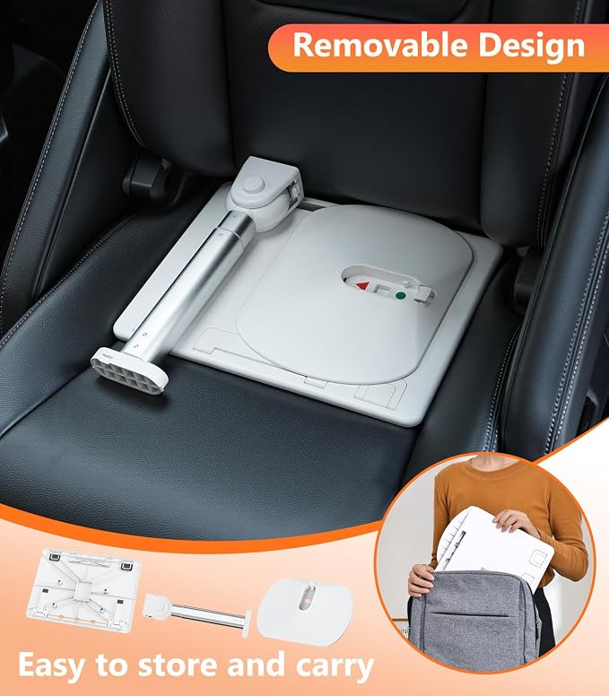 Car Seat Tray Table, Height Adjustable Travel Tray for Kids/Adults, Car Lap Desk for Laptop Computer Tablet Book, Front Passenger/Rear Seat Food Eating, Essentials Accessories for Long Trips - Image 6