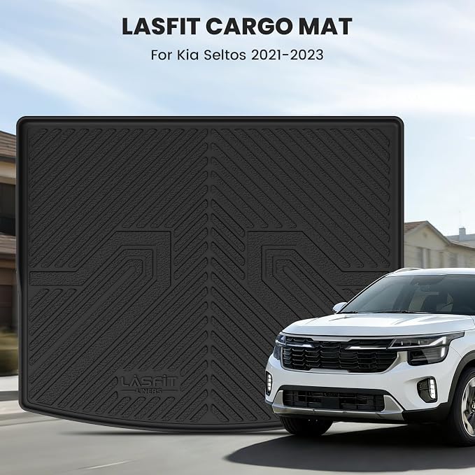 LASFIT Cargo Mat for Kia Seltos 2026 2025 2024 2023 2022 2021 | (Only Fit with Cargo Floor in the Lower Position) All Weather TPE Custom Fit Cargo Trunk Mat Accessories, Black - Image 2