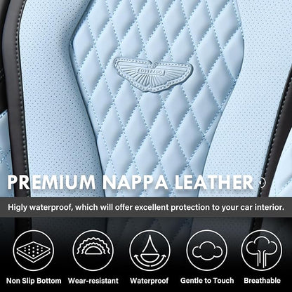Coverado Auto Seat Covers, Car Seat Covers Full Set, Blue Car Seat Cover, Driver Seat Covers Front Seats Rear Seat Cover, Luxury Car Seat Cushion,Leather Seat Cover Seat Protector Fit for Most Cars - Image 7
