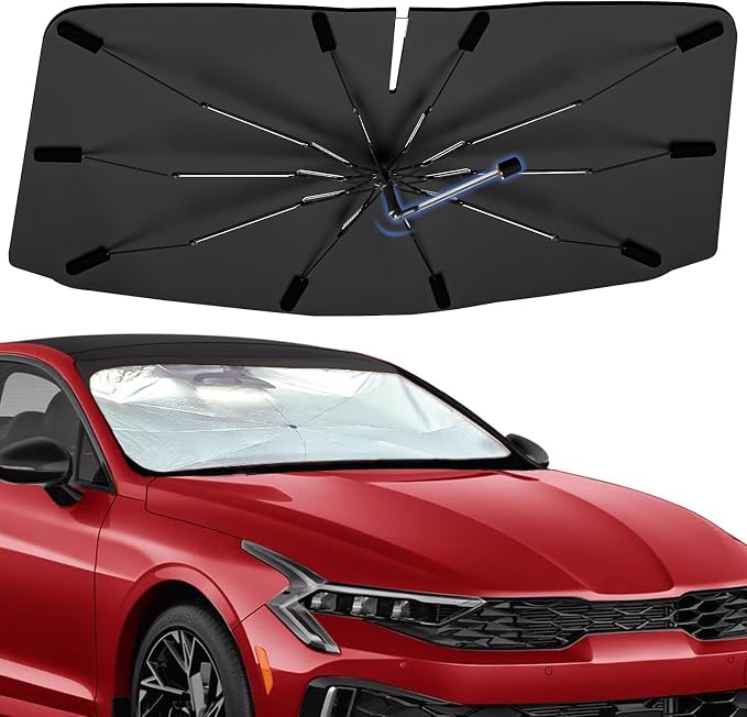Windshield Sun Shade Umbrella for Kia K5 2021-2026 Front Window | Foldable Car Sunshade, Highly Reflective Auto Sun Shield Visor for UV Protection, Keep Car Cool Accessories by Bocvam