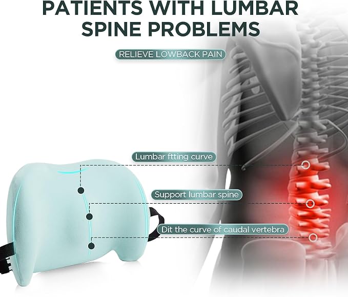 Lumbar Support Pillow for Office Chair, Memory Foam Car Back Cushion | Lumbar Pillow Lower Back with Adjustable Straps, Ergonomic Chair Back Pillow for Office, Car, Gaming Chairs and Bed - Image 3