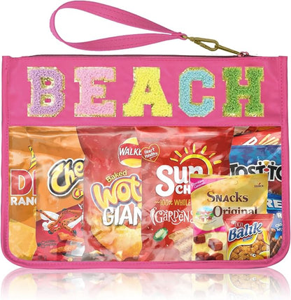 Siwara Snack Bags Clear Pouch Travel Makeup Bag Chenille Letter Bags for Zipper Pouch Clear Cosmetic Bag Clearly Tote Bag Makeup Travel Bags for Women by Siwara