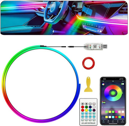 Interior Car LED Strip Lights,Acrylic LED Lights for Car with Dynamic Dreamcolor Chasing,43.3in USB RGB Neon Strip Fiber Optic LED Ambient Lighting Kits with Remote APP,for Inside car Decorations by Sxlofty