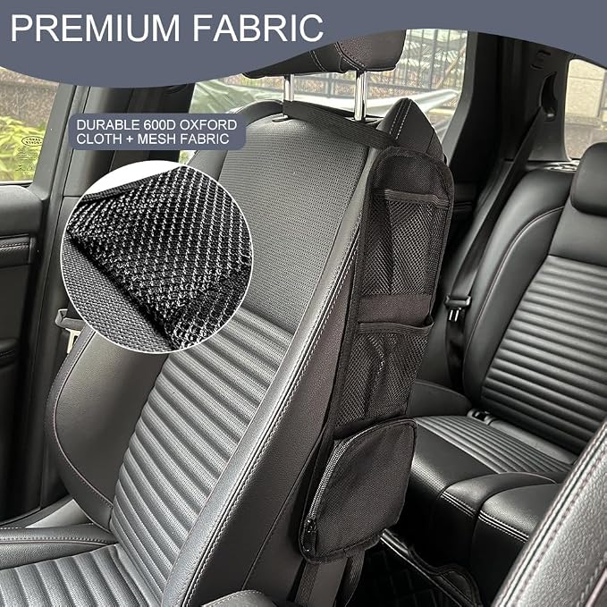 2PCS Car Seat Side Organizer, Multi-Pocket Auto Seat Storage Hanging Bag with Mesh Net Pocket, Can Hold Mobile Phone Wallet Glasses for SUV Truck, Black - Image 5