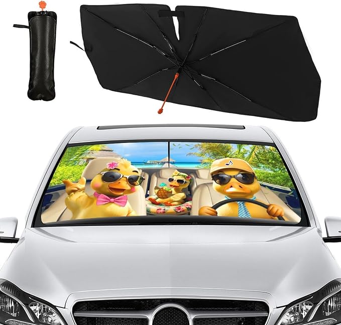 Socira Funny Duck Car Windshield Sunshade Umbrella Foldable Umbrella | Sun Shade Windshield Cover Sunshade Duck Car Accessories Blocks Uv Rays Keeps Cool (57" X 30") - Image 8