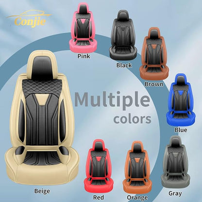 Fit Rogue Car Seat Covers Compatible with Nissan Rogue 2014-2026 - Premium Leather Waterproof Breathable，All-Weather Seat Cushion Protecto & Airbag Compatible （2 Front Seat, Beige & Black - Image 8