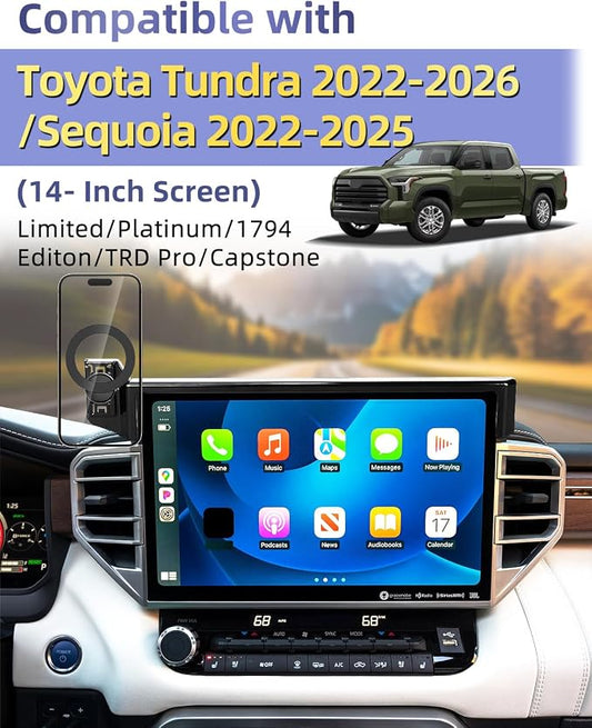 PZK Car Phone Mount for Toyota Tundra 2022-2026/Sequoia 2023-2026 14-Inch | Magnetic Car Phone Holder with Magsafe for Tundra/Sequoia Accessories 360° Rotation Hands Free Cradles Not Block Vent - Image 2