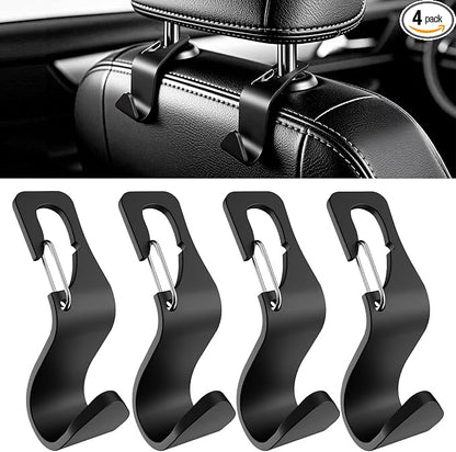 4-Pack Car Headrest Hooks Organizer for Purses Bags Groceries Backpack, 360° Rotation, Black by Unknown