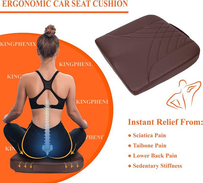 kingphenix Memory Foam Car Seat Cushion for Driving Comfort and Office Use | Coccyx and Lower Back Pressure Relief, Non-Slip Seat Cushion for Cars, Trucks, SUVs, Long Drives and Office Chairs, Brown - Image 4