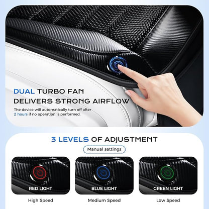 Coverado Cooling Car Seat Cushion, Ventilated Seat Cover with 2 Turbo Fans, Cooling Car Seat Covers Cooled Seat Pad Universal Fit for Most Car SUV Truck, Gray - Image 4