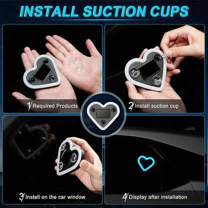iFunyLED Heart-Shaped Solar Powered Car LED Interior Ambient Light, Wireless Lamp with 5 Lighting Modes, Dual Charging & Dual Sensor Design, Cute Car Accessories Gift for Women, Pack of 2 (Ice Blue) - Image 4