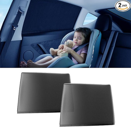 [2026 Upgraded] DMJN Car Window Shades for Baby, 100% UV & Sun Block Car Side Windows Covers Sun Shades for Baby in Car, Easy-Install Nano Ice-Crystal Coating Universal Fit, 2 Packs by DMJN