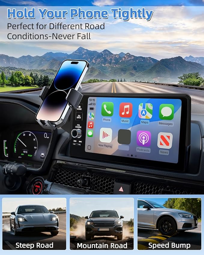 PZK Car Phone Holder for Toyota Prius 2023-2025 2026 Accessories 12.3-Inch | Auto Lock Car Phone Mount Fixed Clip 360° Rotation Hands-Free with Sunglasses Storage Box Universal Fit for 4-7'' Phones Case - Image 8