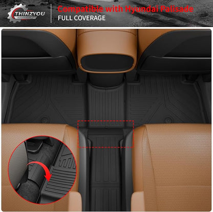 Floor Mats for 2026 Hyundai Palisade Gas 7 Seats Captain Chairs | Cargo Mat Trunk Mat Cargo Liner TPE Back Seat Cover Protector Palisade All Weather Accessories - Image 4