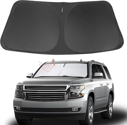 Front Windshield Sun Shade Foldable Car Front Window Sun Shade Windshield Shade Custom Fit for 2015-2020 Che-vrolet Tahoe SUV Block UV Rays Accessories Heat Keep Cooler by FannycCargoCover