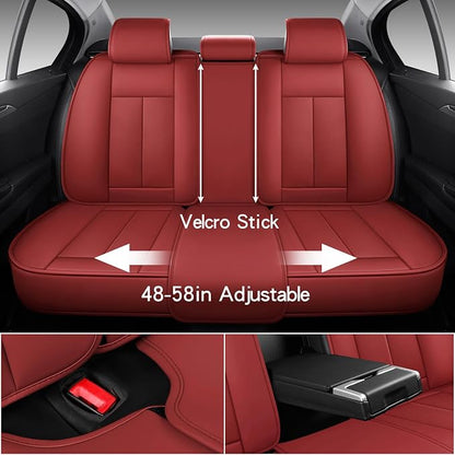 MINGBRON Leather Car Seat Covers,Car Seat Covers Full Set,Automotive Seat Covers,Fit for Most Cars SUV and Most Sedans Red - Image 3
