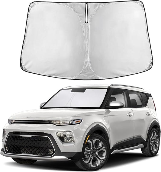 Autovir Windshield Sun Shade Fit for 2020-2024 2025 2026 Kia Soul | Sunshade, Front Car Window Shades Sun Visor, Blocks UV Rays & Heat, Car Accessories by Autovir