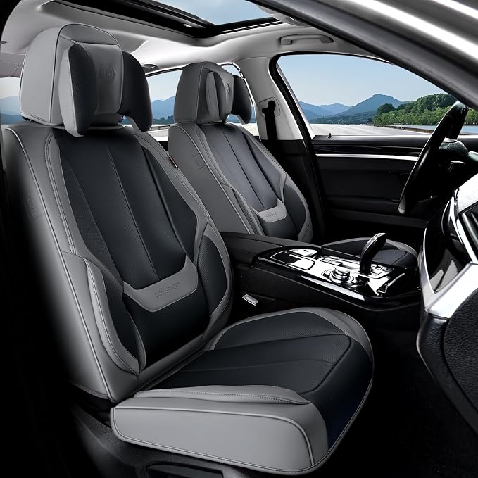 Coverado Car Seat Covers, Seat Covers for Cars, Waterproof Leather Auto Seat Protectors, Leather Car Seat Cushion, Car Interiors Accessories Universal Fit for Most Cars by COVERADOAUTO