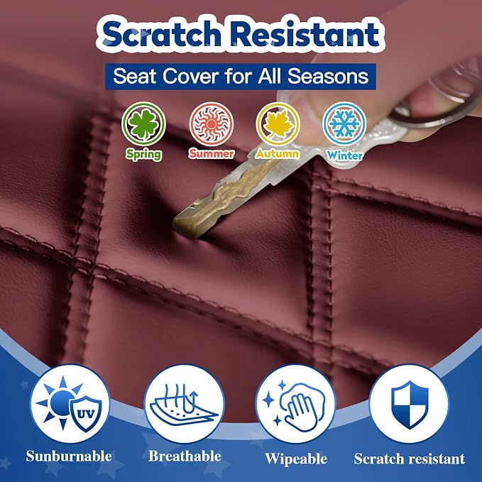NOKINS Golf Cart Seat Covers Fits Aftermarket Standard Rear Seat Cushion | Fit for Club Car Precedent/DS/EZGO RXV/TXT/Yamaha Drive, No Stapler, Multiple Colors&Breathable (Burgundy&Black) - Image 4