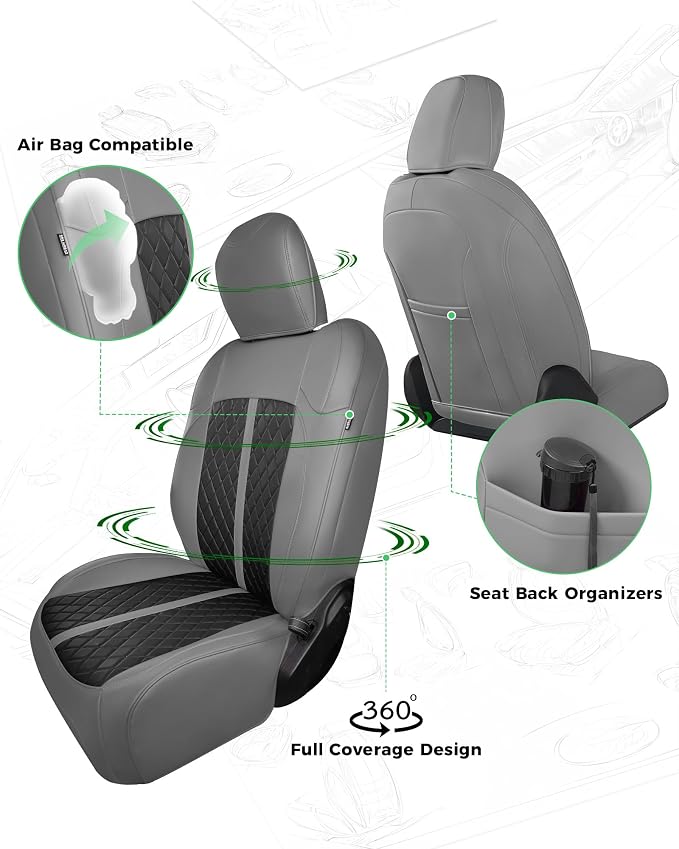 RIDEPOSH for Jeep Wrangler Leather Custom Car Seat Covers Full Set 4 Door | 2018-2026 JL, without Rear Cup Holder, Not for 4XE, Luxury Waterproof Protector, 40/60 Spilt, 5 Seats, Full Coverage, Durable - Image 3