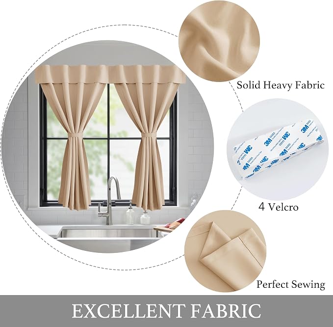 NICETOWN Biscotti Beige Sidelight Door Curtains 72 Inches Long for Kitchen | Farmhouse Self Stick Window Blinds Light Block Insulating Curtains for Baby Nursery, W36 x L72, 1 Piece - Image 6